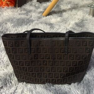 Fendi Black and Brown FF Logo Tote